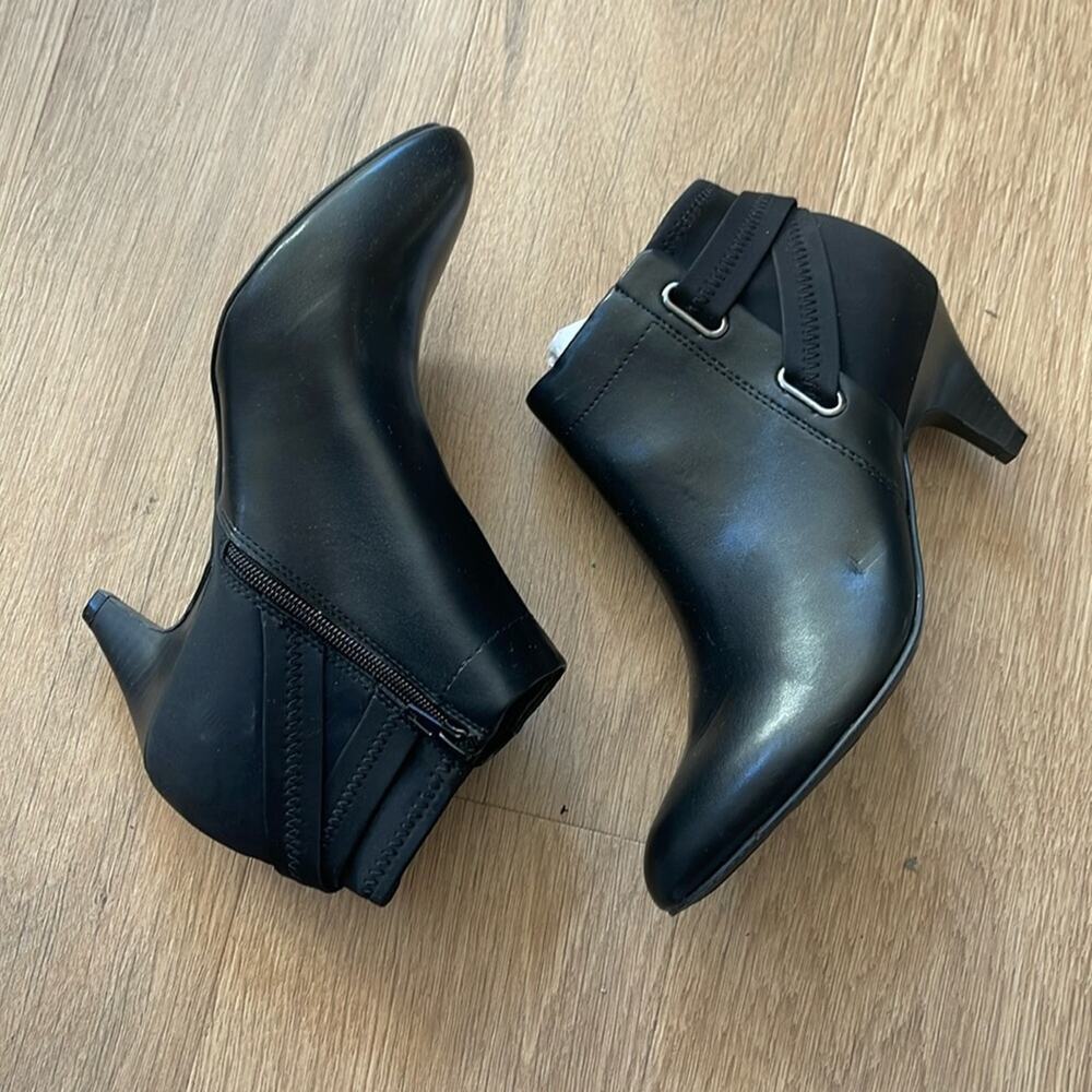 ALFANI Vashtee Black Faux Leather Heeled Booties Boots Size 7.5